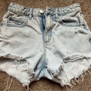 Garage Distressed Light Blue Denim Shorts